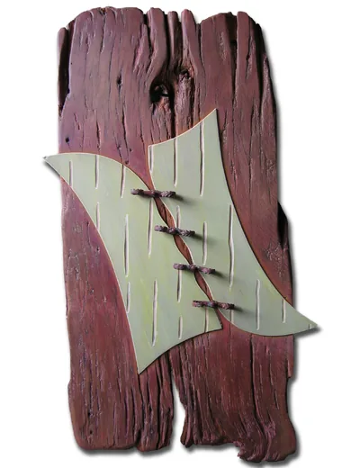 Šněrovačka – dub, překližka, ocel, 56×113 cm, 2009