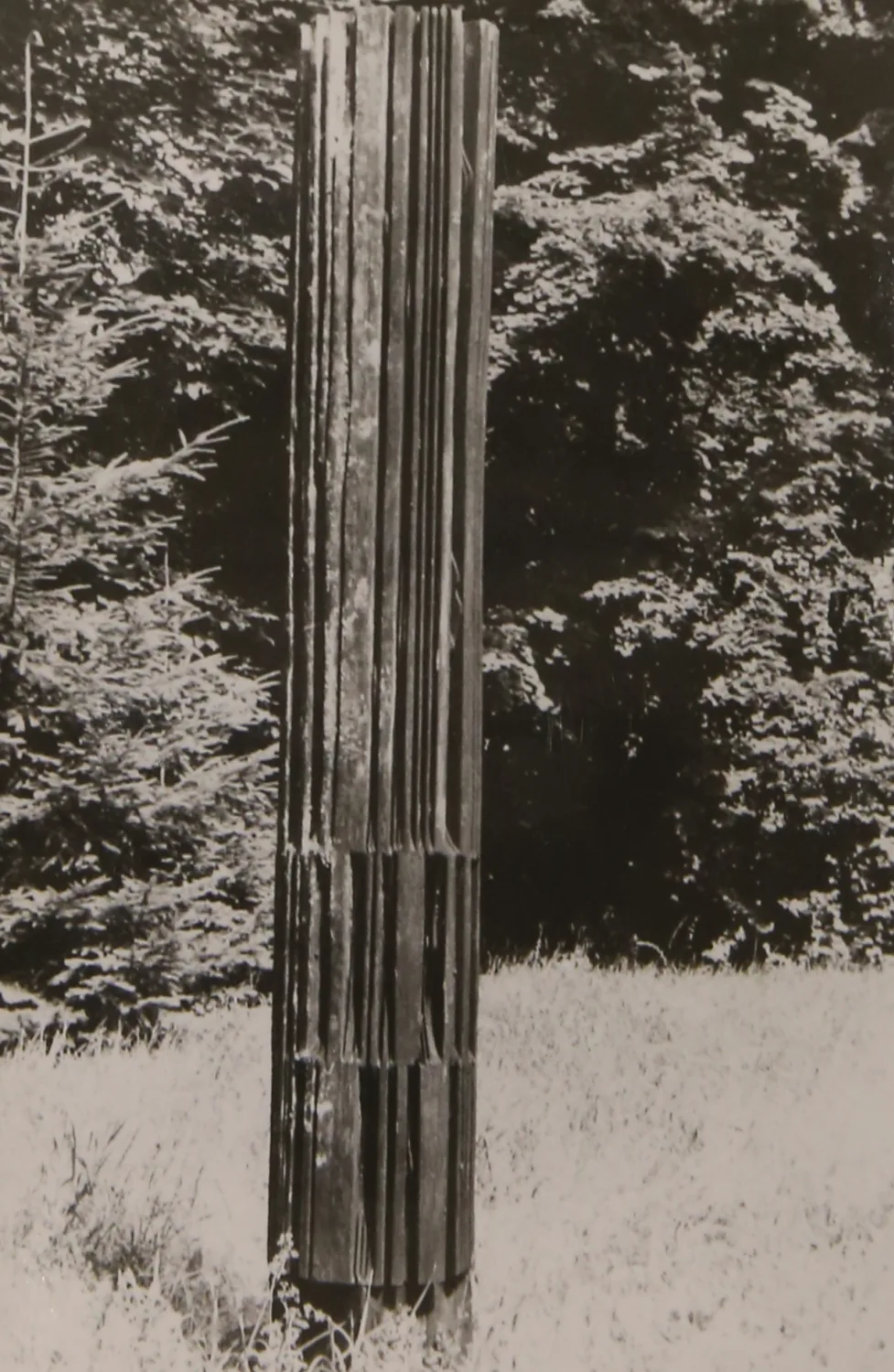 Dřevěná plastika Jaroslava Kočiše z roku 1967 v parku v Moravanech nad Váhom