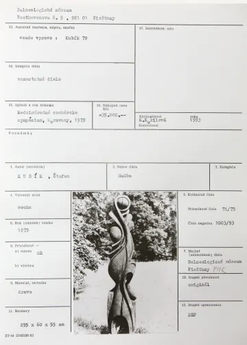 Katalogizační karta, Štefan Kubík, Hudba, 1979