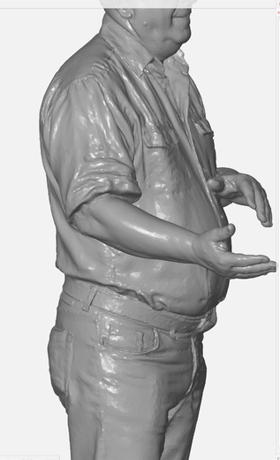 Část skenu postavy pro zhotovení sochy